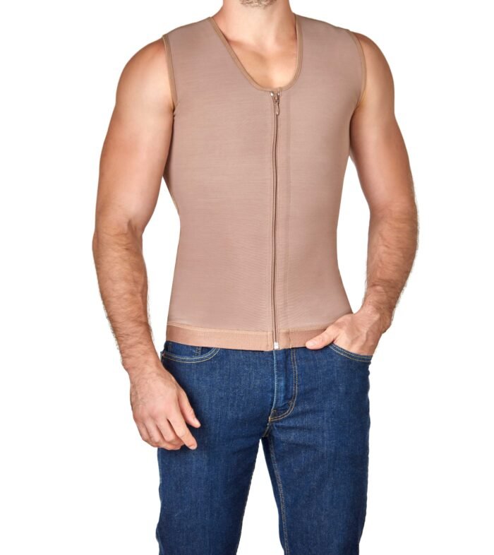 Model Wearing Men’s Shaping Vest with Zipper – High Compression