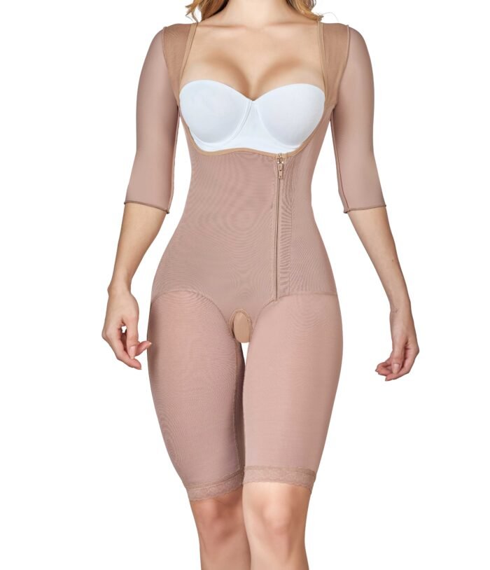 Woman Wearing Post-Surgery with Sleeves & Side Zipper – Medium Compression