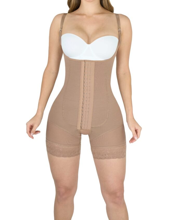 Model Wearing Body Short with Hooks Shaper High Compression