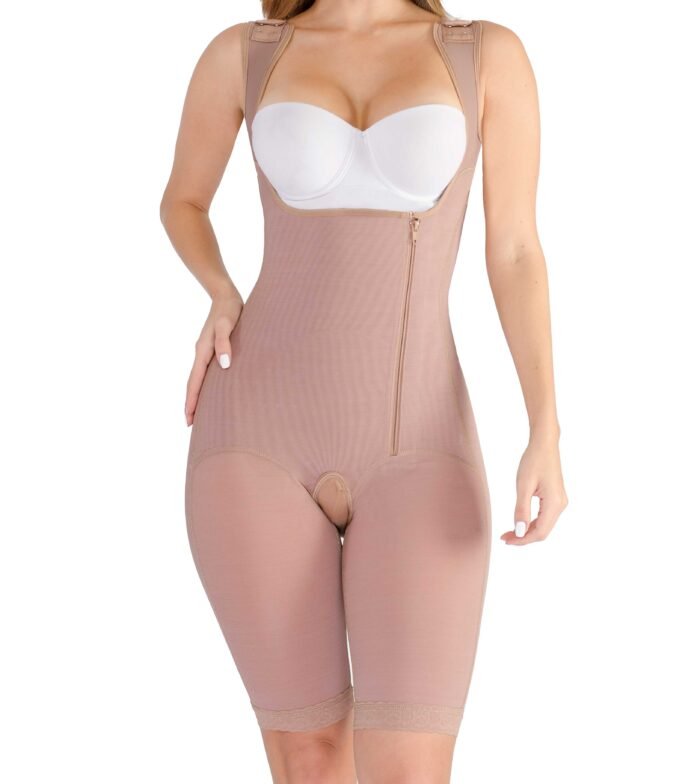 Model Wearing Post-Surgery with Side Zipper – Medium Compression